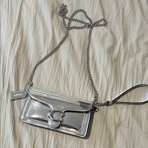 Coach Silver Clutch Rectangular Shape